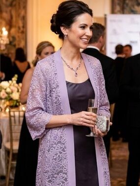 David's Bridal Light Lavender Lace Open-Front Tunic